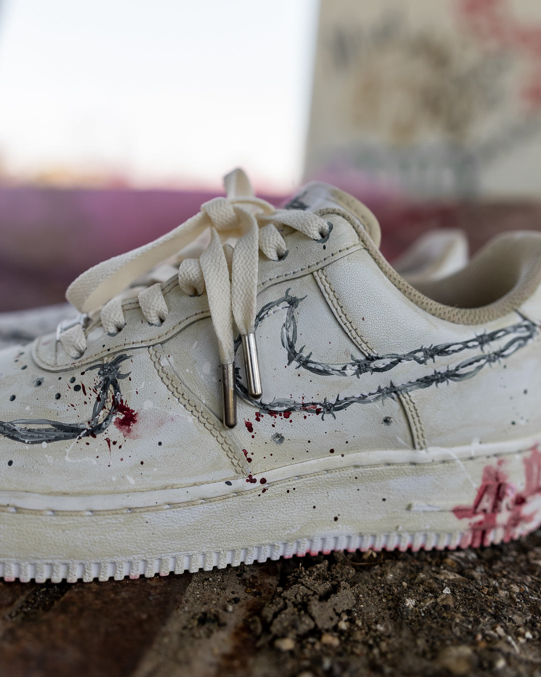 Grungy Horror Barbed Wire Custom AF1 Low