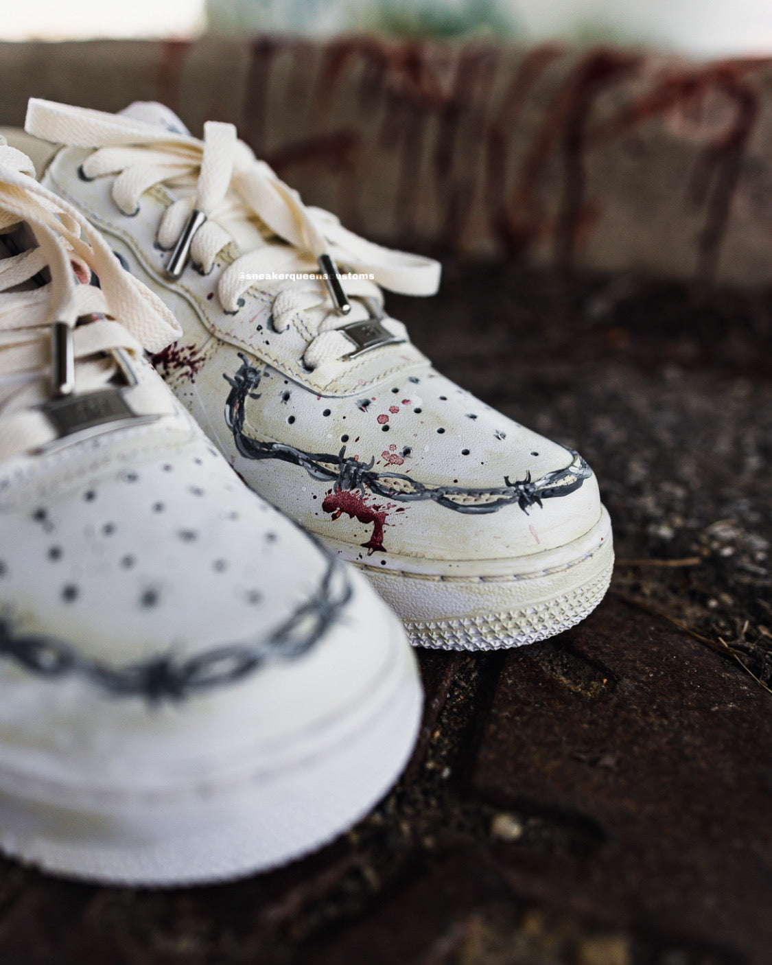 Grungy Horror Barbed Wire Custom AF1 Low